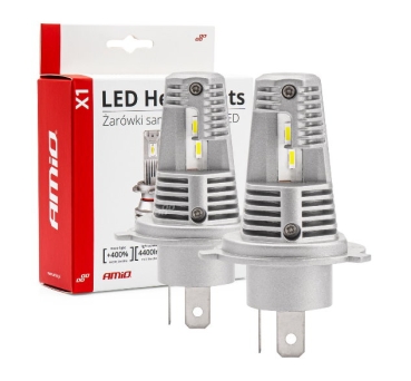 AMiO H4 LED Headlight +400% X1 Series 6500K Duobox