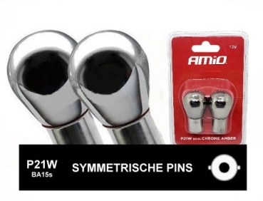 AMiO P21W Halogen Chrome Blinker Birne BA15s E4 Duoblister