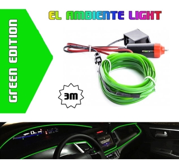LED Ambientebeleuchtung Innenraum EL Lichtleiste 3m Grün
