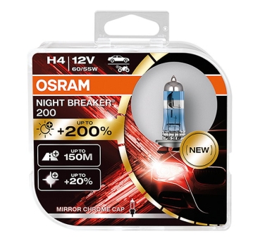Osram H4 Night Breaker 200 Neu 2021 +200% mehr Licht Duobox