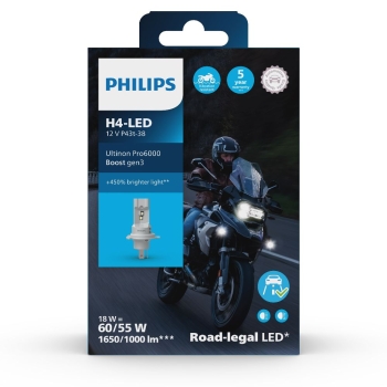 Philips H4 LED Ultinon Pro6000 Boost GEN3 LED Motorrad Headlight +450% mit Straßenzulassung