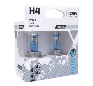 VISION H4 Limitless White 5000K Xenon Effect +120% Duobox