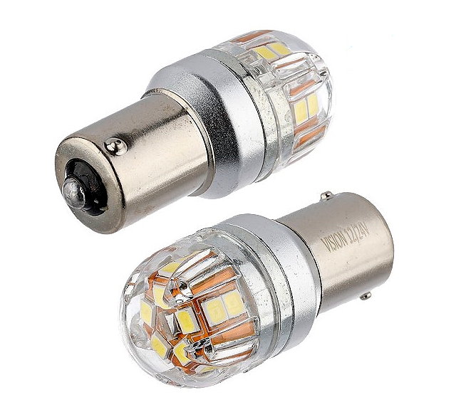 2 Stück LED-Glühbirne P21W, BA15S 12-24V