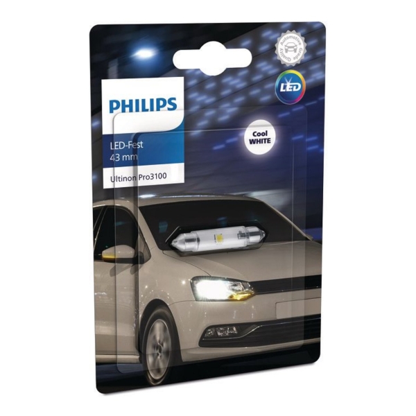 Philips C5W 43mm LED Ultinon Pro3100 SI 6000K Cool White Soffitte