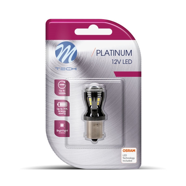 M-Tech P21W BA15s 14x Osram LED Canbus Platinum (1Stk.)