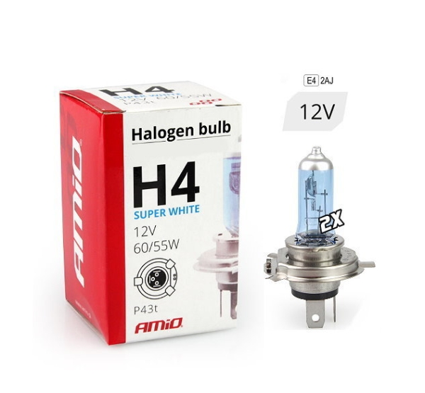 AMiO H4 Super White Xenon Look Optik 5500K E4 (2Stk.)
