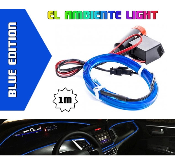 LED Ambientebeleuchtung Innenraum EL Lichtleiste 1m Blau