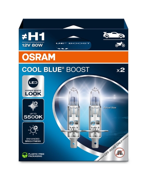 Osram H1 Cool Blue Boost Hyper White Look 5500K Duobox
