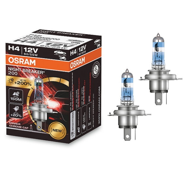Osram H4 Night Breaker 200 Neu 2021 +200% mehr Licht 2 Stück