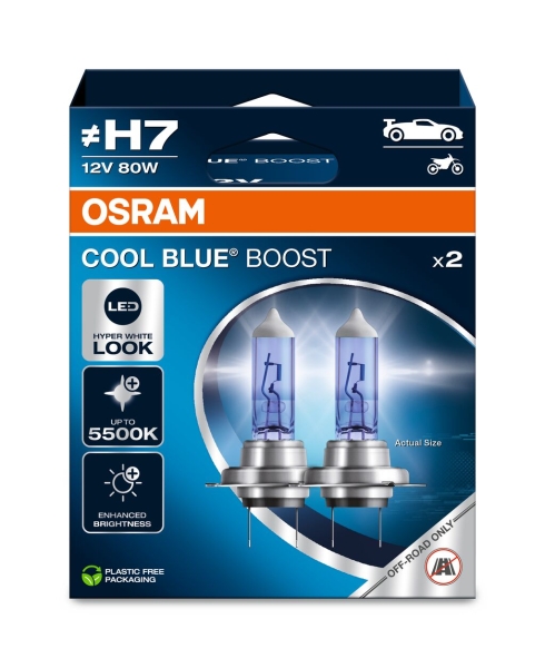 Osram H7 Cool Blue Boost Hyper White Look 5500K Duobox