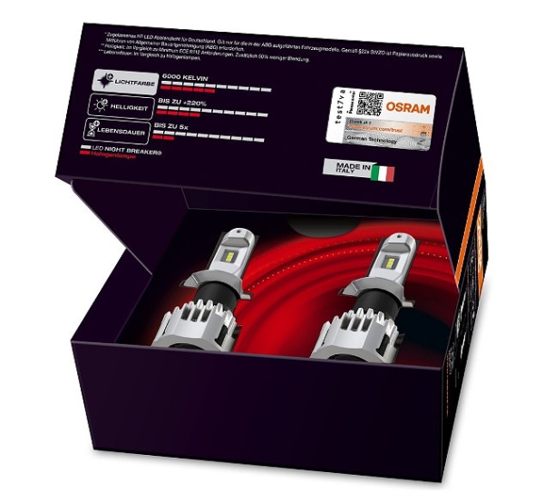 Osram H7 Night Breaker LED Headlight +220% 6000K Duobox