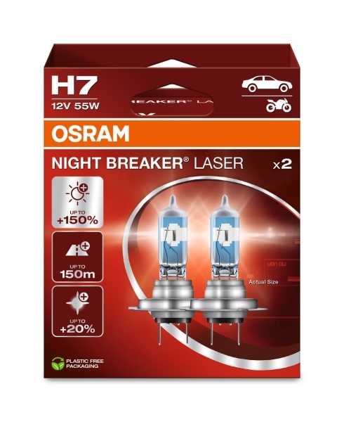 Osram H7 Night Breaker Laser Performance +150% mehr Licht Duobox