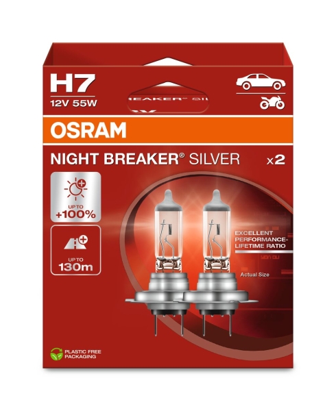 Osram H7 Night Breaker Silver +100% Excellent Performance Lifetime Duobox