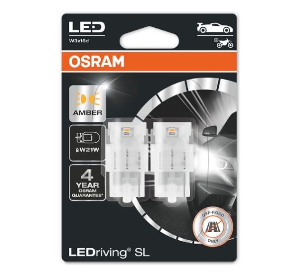Osram LEDriving SL W21W T20 Retrofit Amber Duoblister