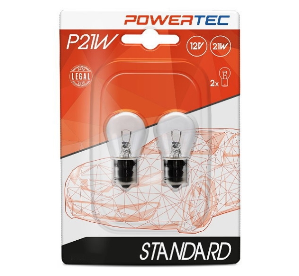 Powertec by M-Tech P21W BA15s Standard 12V 21W Duoblister