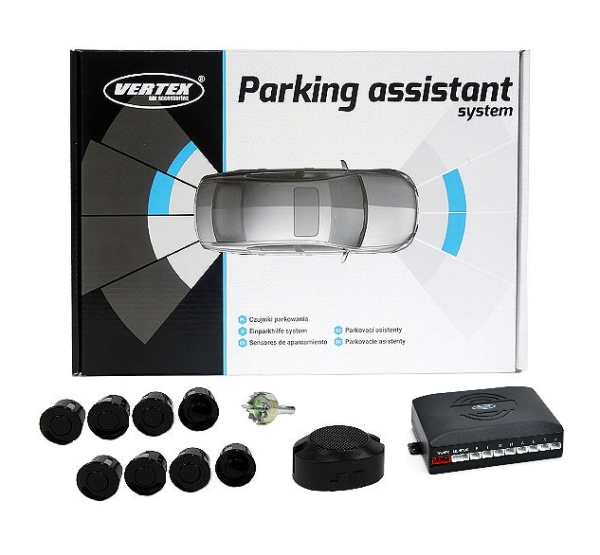 Vertex Einparkhilfe 8 Sensoren PDC mit Lautsprecher schwarz