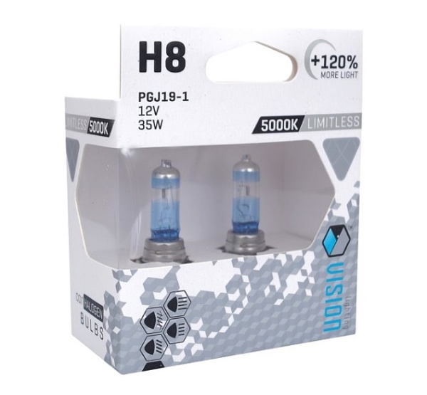 VISION H8 Limitless White 5000K Xenon Effect +120% Duobox